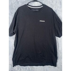 Patagonia Mens XXL Black Organic Cotton Flying Fish Graphic T-Shirt Regular Fit